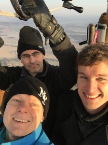 Allan and Rune (in front) are pictured with the owner of the balloon, Jan Oechsle.